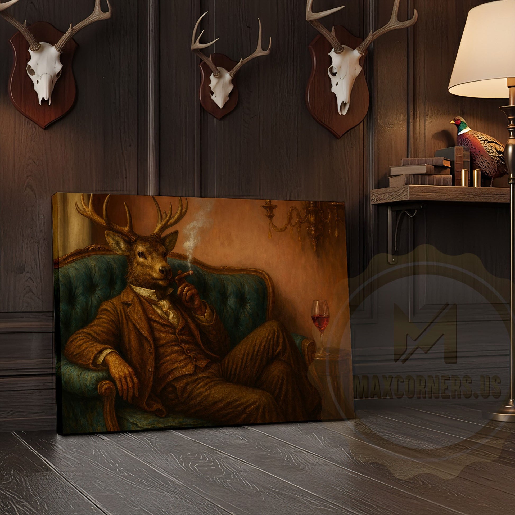 Deer Boxer with Red Gloves in Boxing Ring Wrapped Canvas