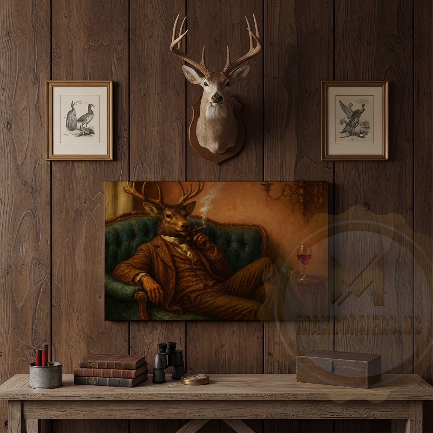 Deer Boxer with Red Gloves in Boxing Ring Wrapped Canvas