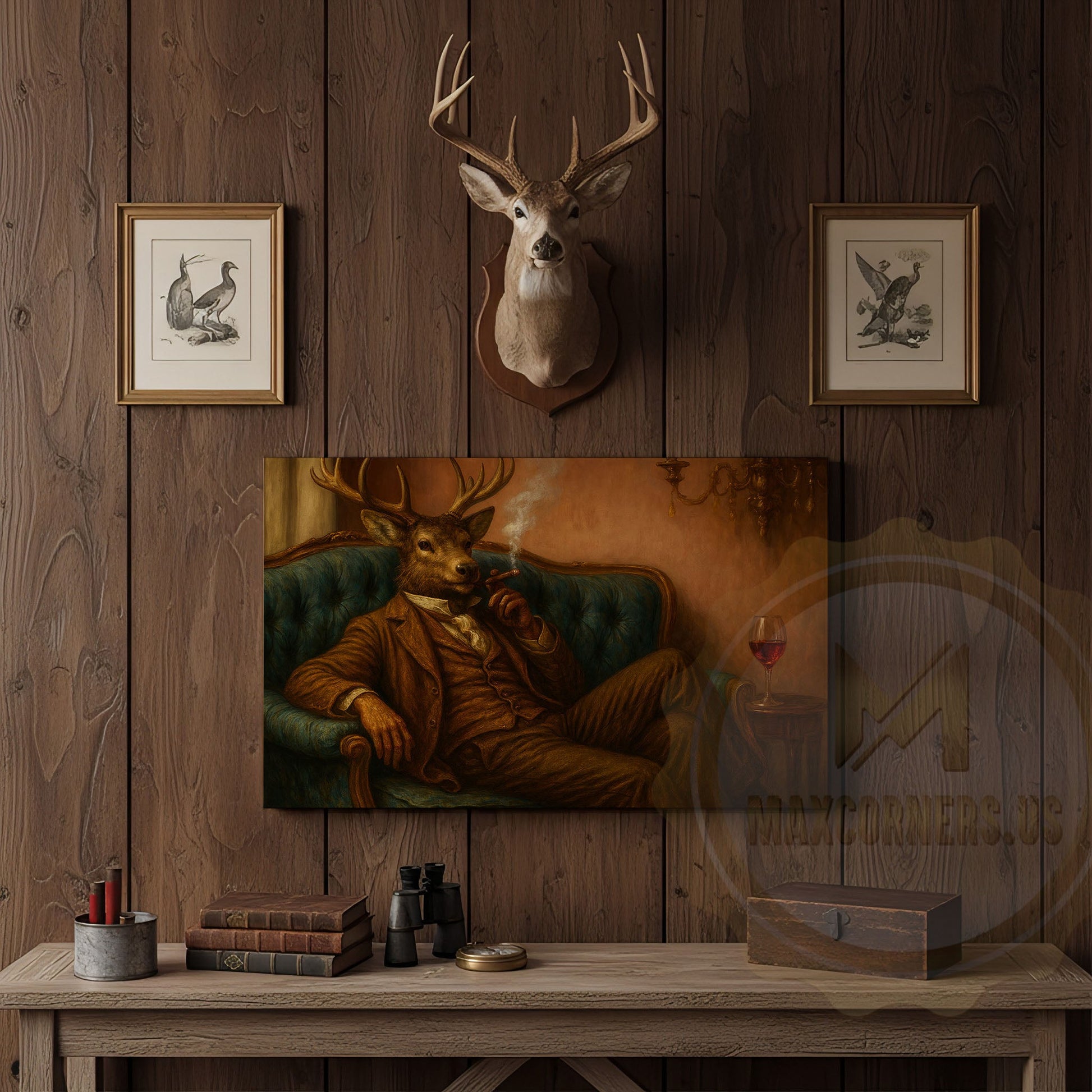 Deer Boxer with Red Gloves in Boxing Ring Wrapped Canvas