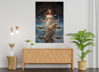 Libra Canvas Print – Zodiac Wall Art Framed, Gallery Wrapped Cotton Canvas