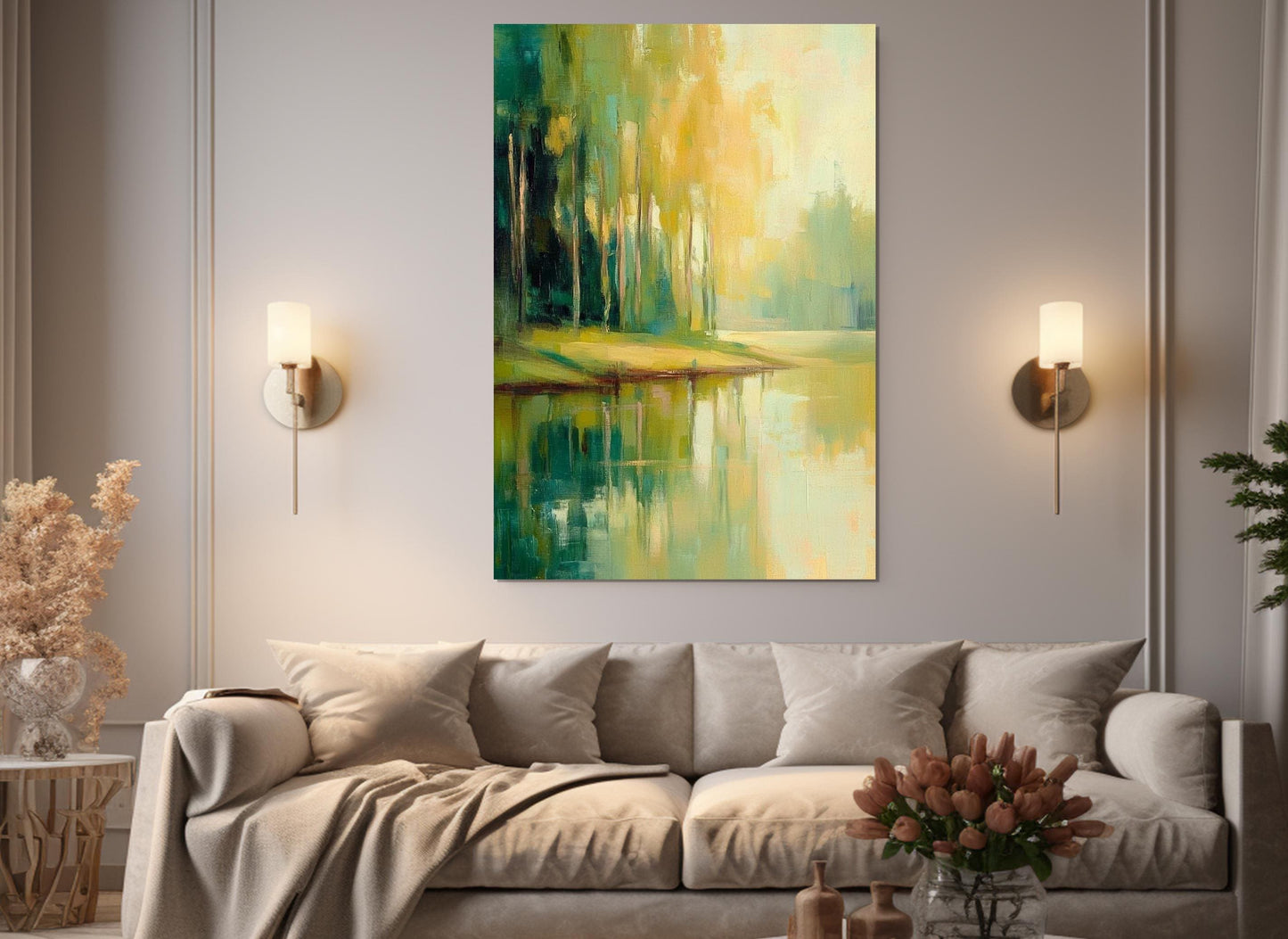 Impressionist Forest Painting – Serene Landscape Art | Framed Canvas Print Ready to Hang