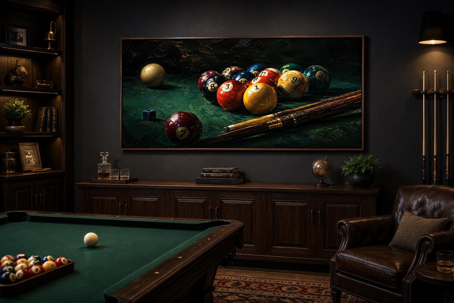 Billiard Balls Canvas Print – Realistic Pool Table Wall Art for Game Room Decor