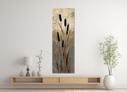Cattails Abstract Art Canvas Print, Nature Print, Rustic Wall Decor, Framed and Ready to Hang