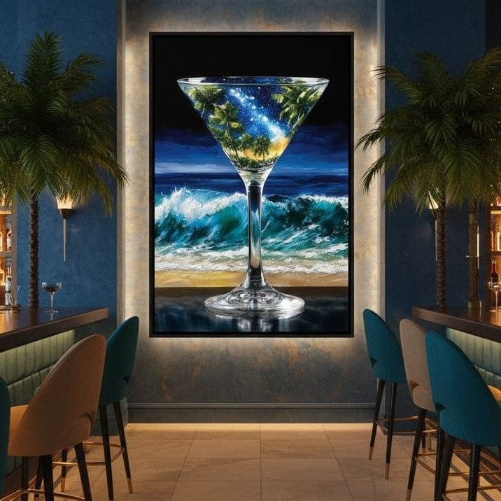 Cosmic Cocktail Island Night Canvas Wall Art