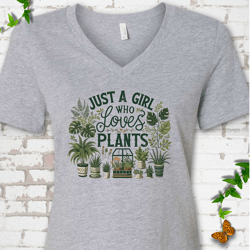 A Girl Who Loves Plants V-Neck Tee