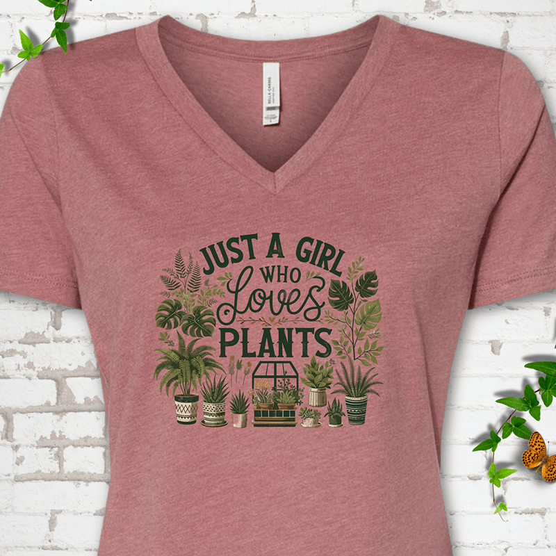 A Girl Who Loves Plants V-Neck Tee