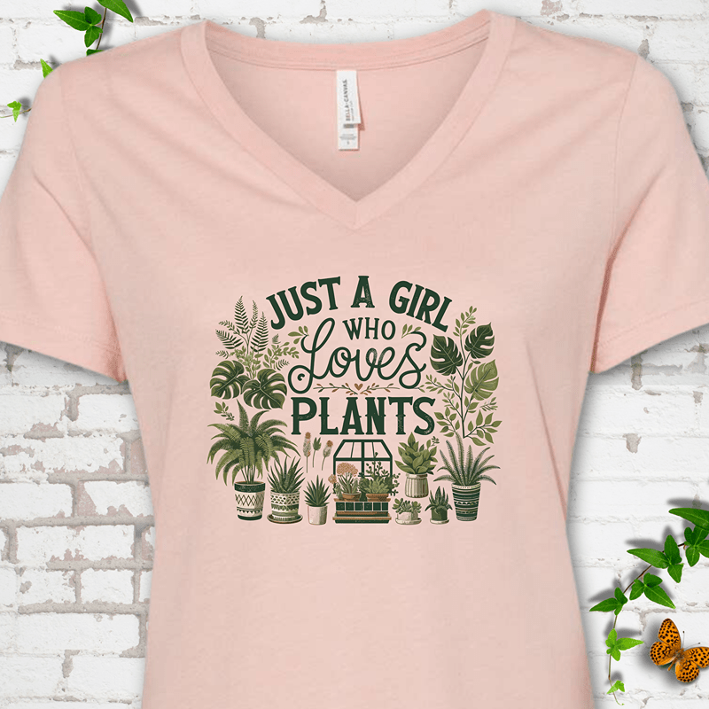 A Girl Who Loves Plants V-Neck Tee
