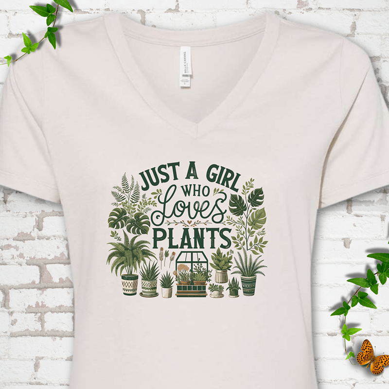 A Girl Who Loves Plants V-Neck Tee