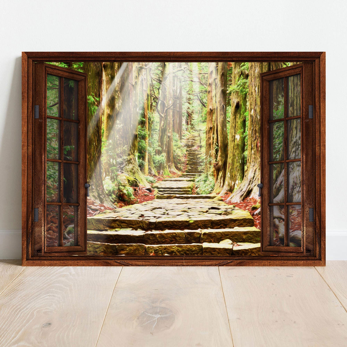 Woodland Forest By The Window Canvas Wall Art