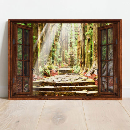 Woodland Forest By The Window Canvas Wall Art