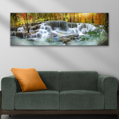 Waterfall In Forest River Canvas Wall Art