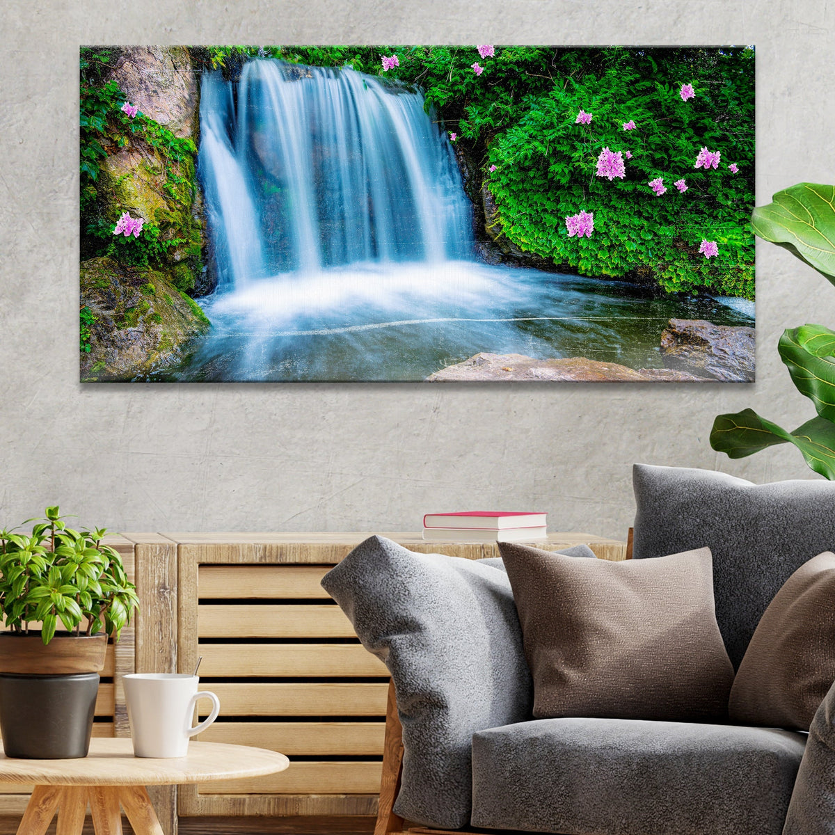 Forest Pond Waterfall Canvas Wall Art