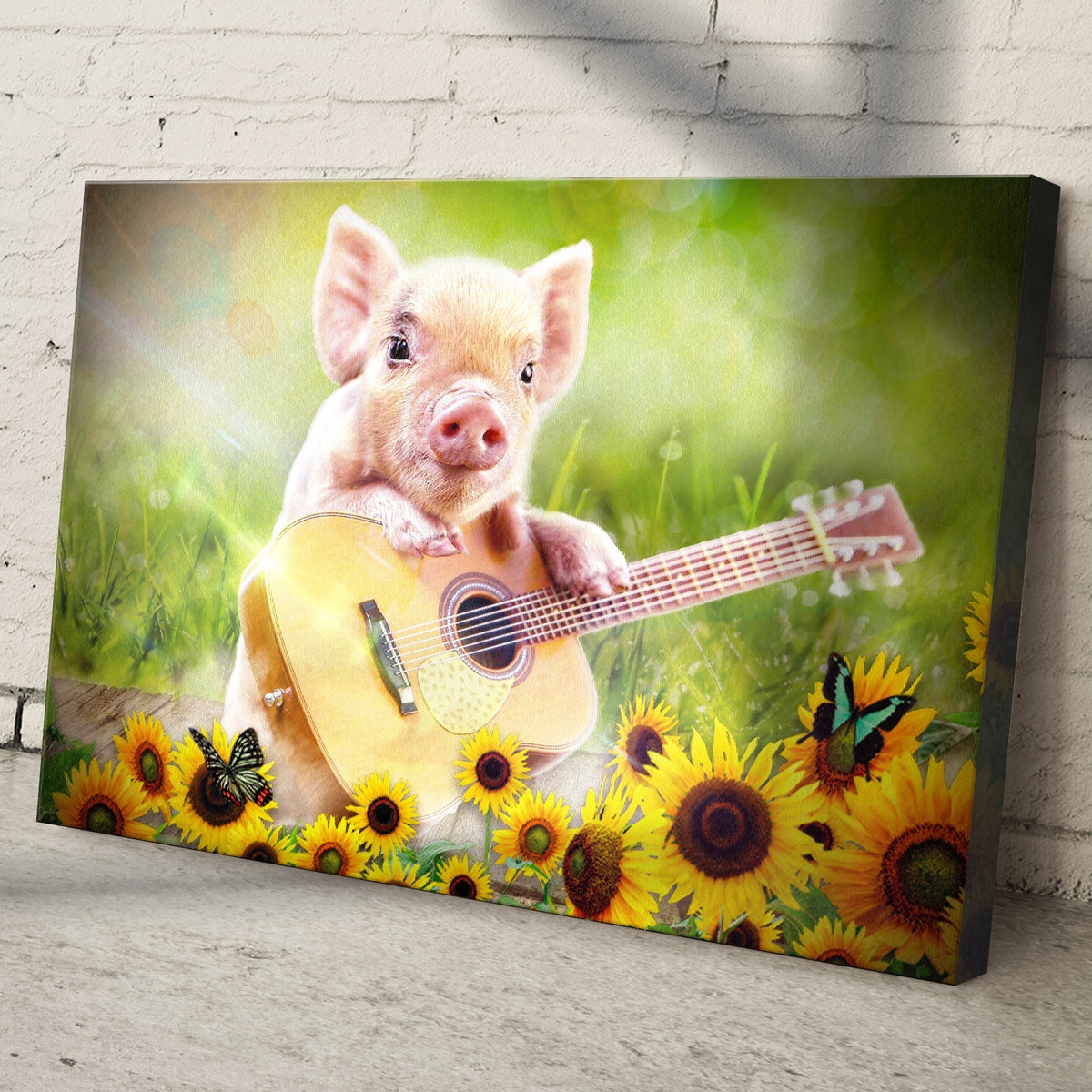 Guitarist Piglet Canvas Wall Art