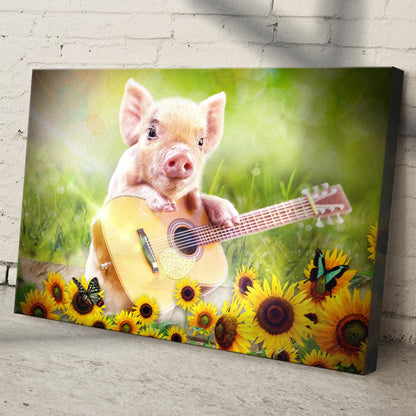 Guitarist Piglet Canvas Wall Art