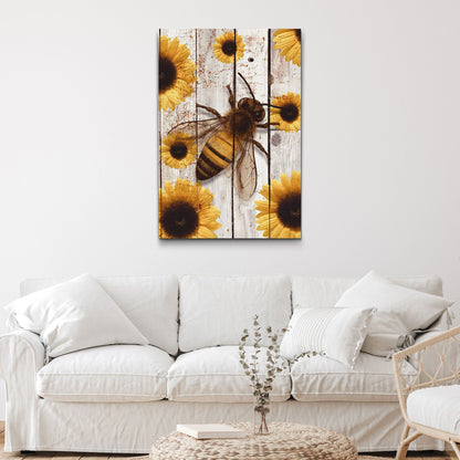 Sunflower Bumble Bee Canvas Wall Art
