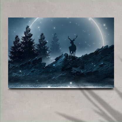 Midnight Deer Canvas Wall Art