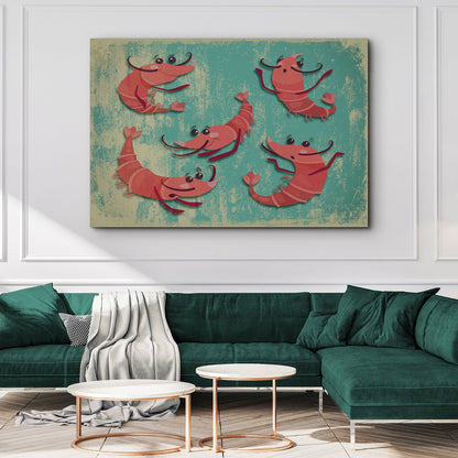 Shrimp Comic Artwork Canvas Wall Art