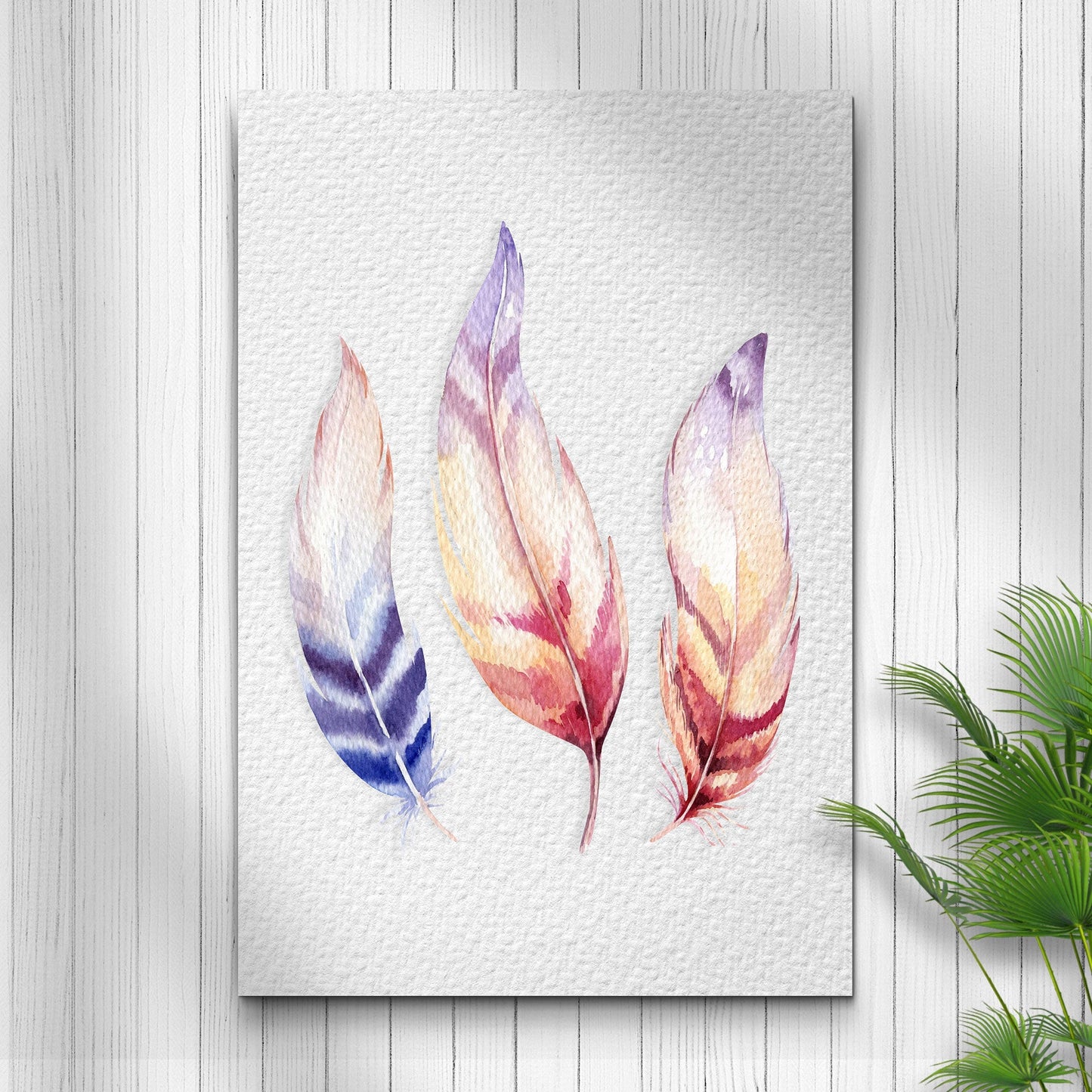 Decor Elements Feather Bohemian Tribal Canvas Wall Art