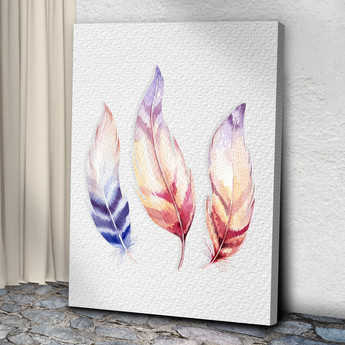 Decor Elements Feather Bohemian Tribal Canvas Wall Art