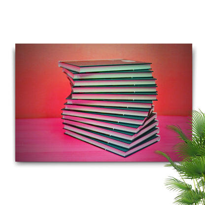 Decor Elements Books Pantone Coral Canvas Wall Art