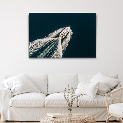 Boat Yacht Speeding Canvas Wall Art