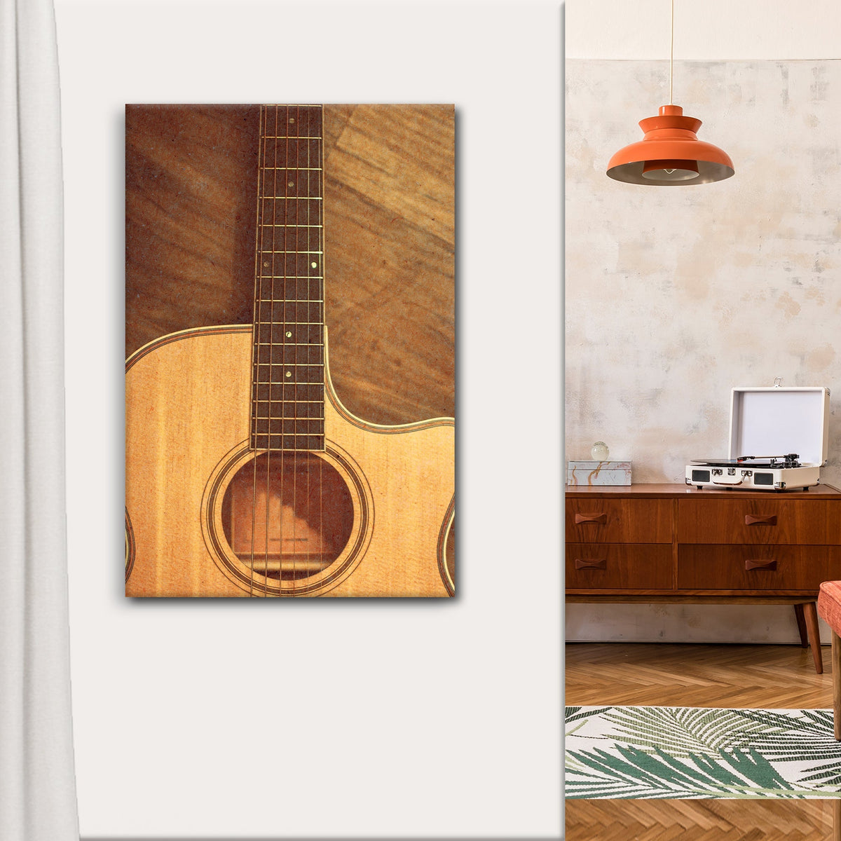 Guitar Sepia Canvas Wall Art