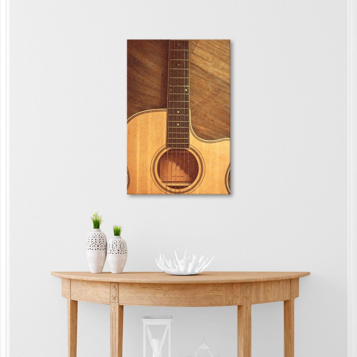 Guitar Sepia Canvas Wall Art
