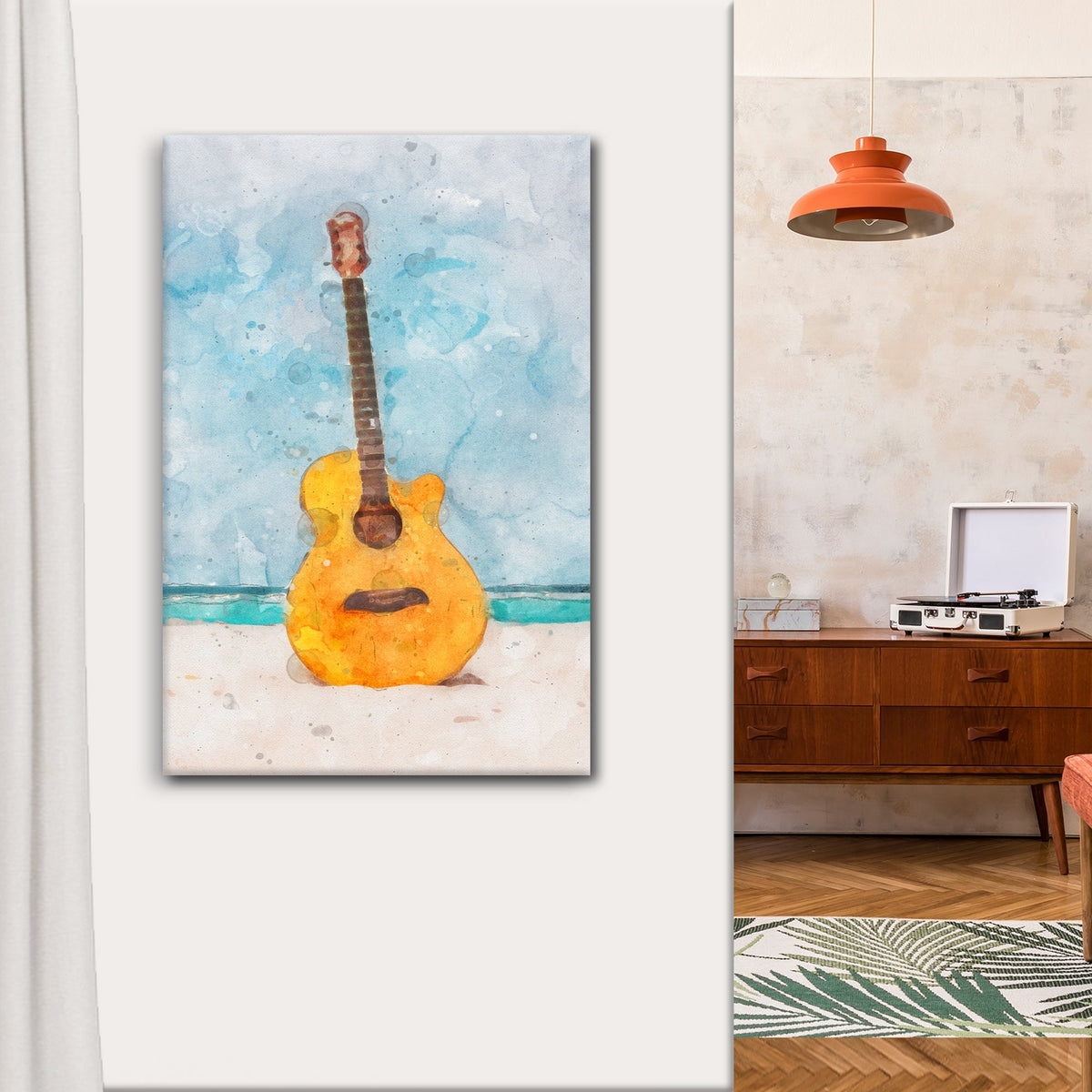 Guitar Watercolor Canvas Wall Art