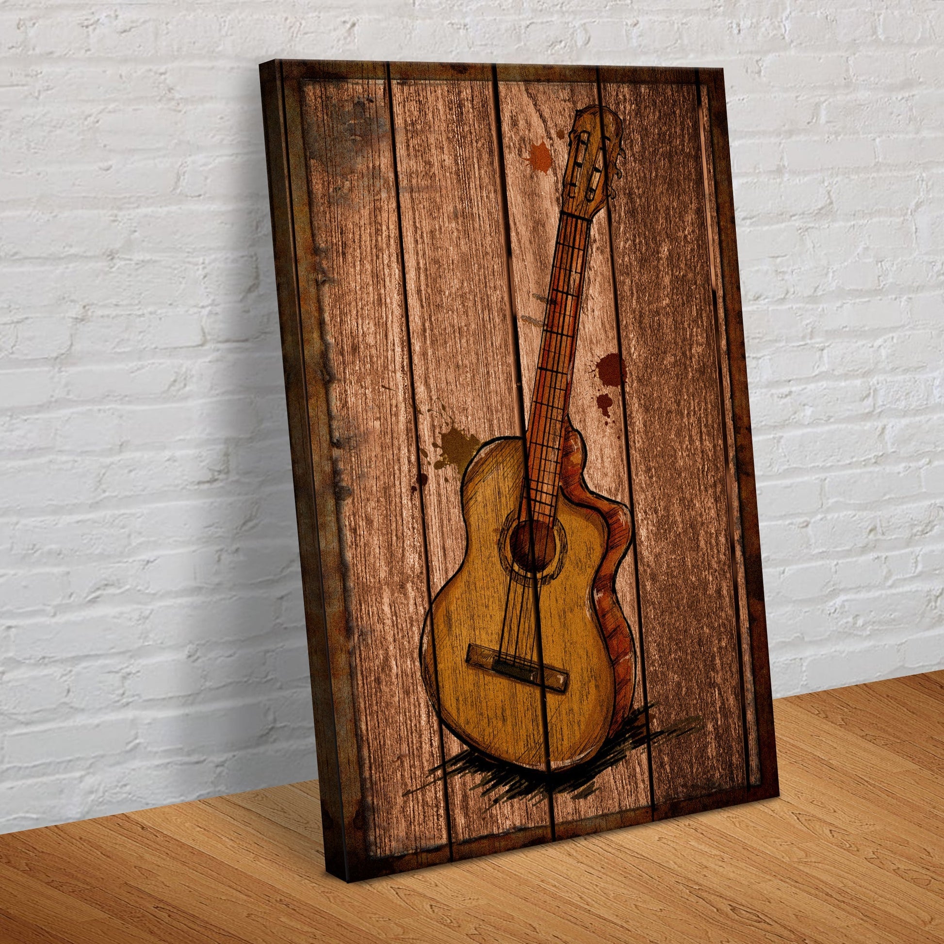 Guitar Rustic Canvas Wall Art