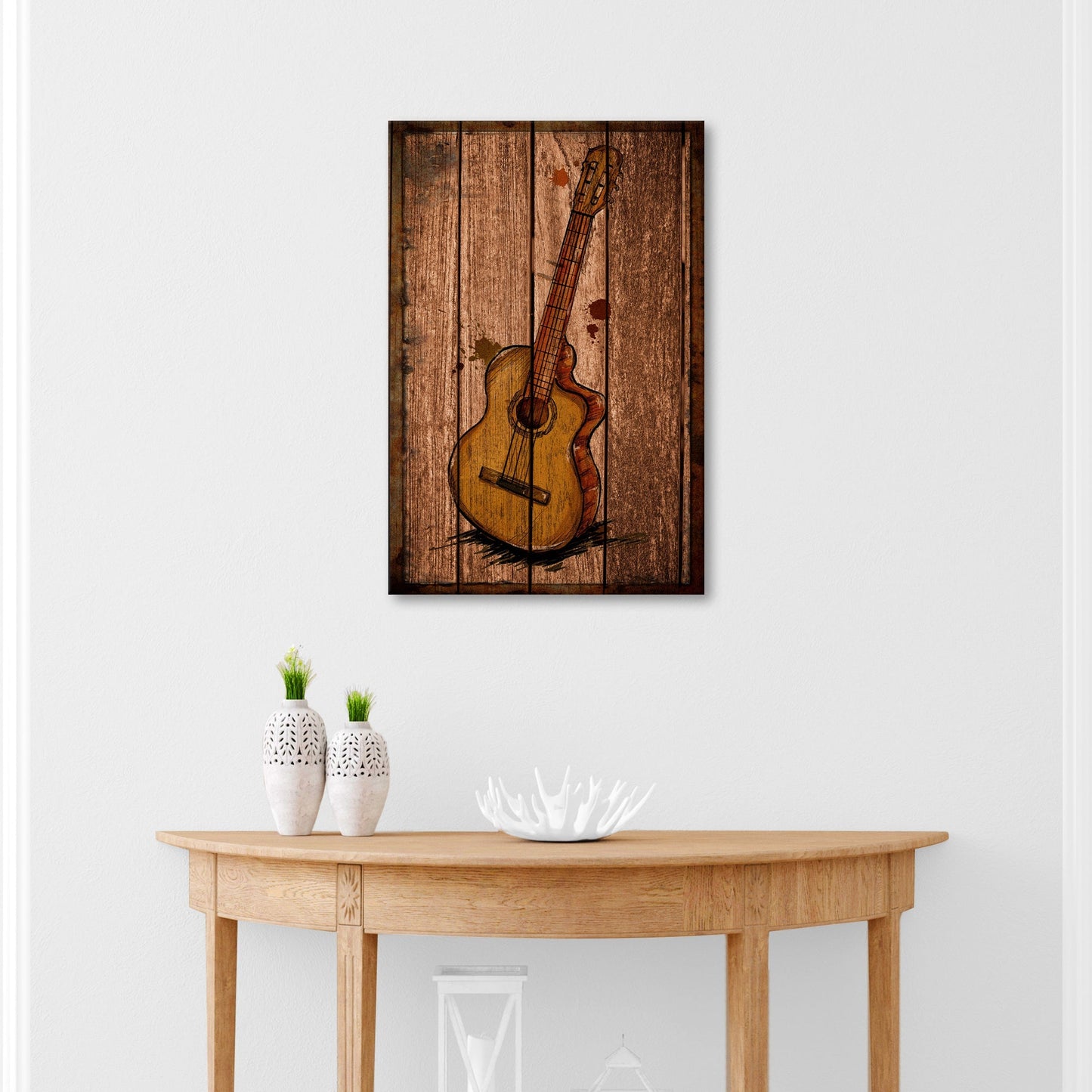 Guitar Rustic Canvas Wall Art