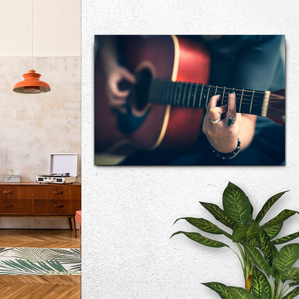 Guitar Playing Canvas Wall Art