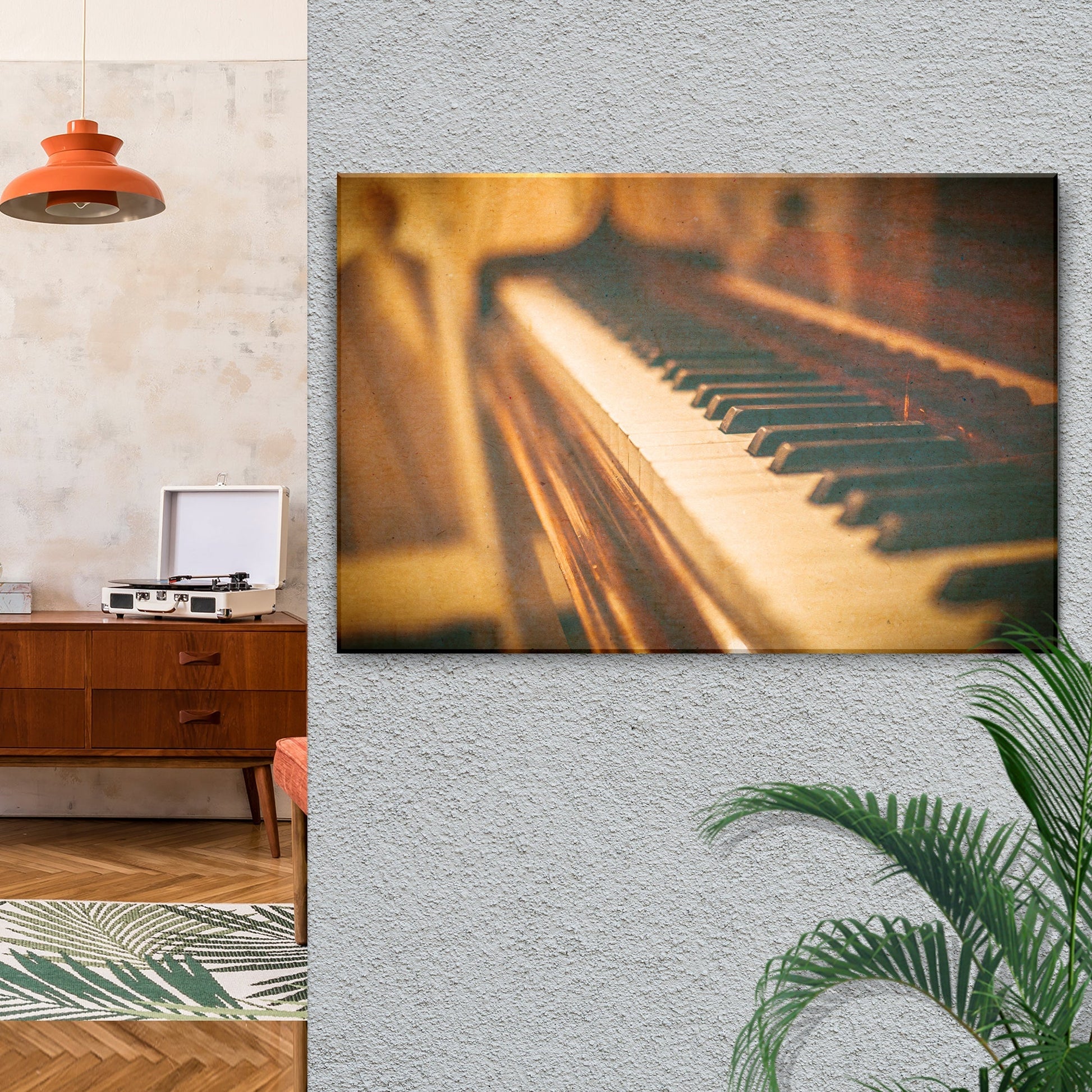 Piano Sepia Canvas Wall Art