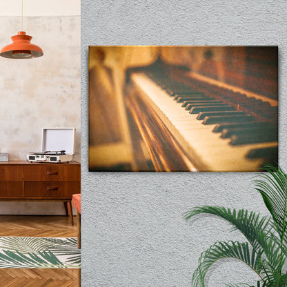 Piano Sepia Canvas Wall Art