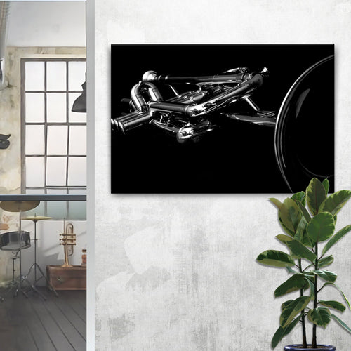 Trumpet Monochrome Canvas Wall Art