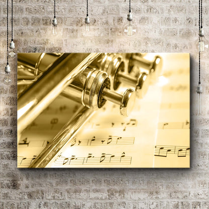 Trumpet Sepia Canvas Wall Art