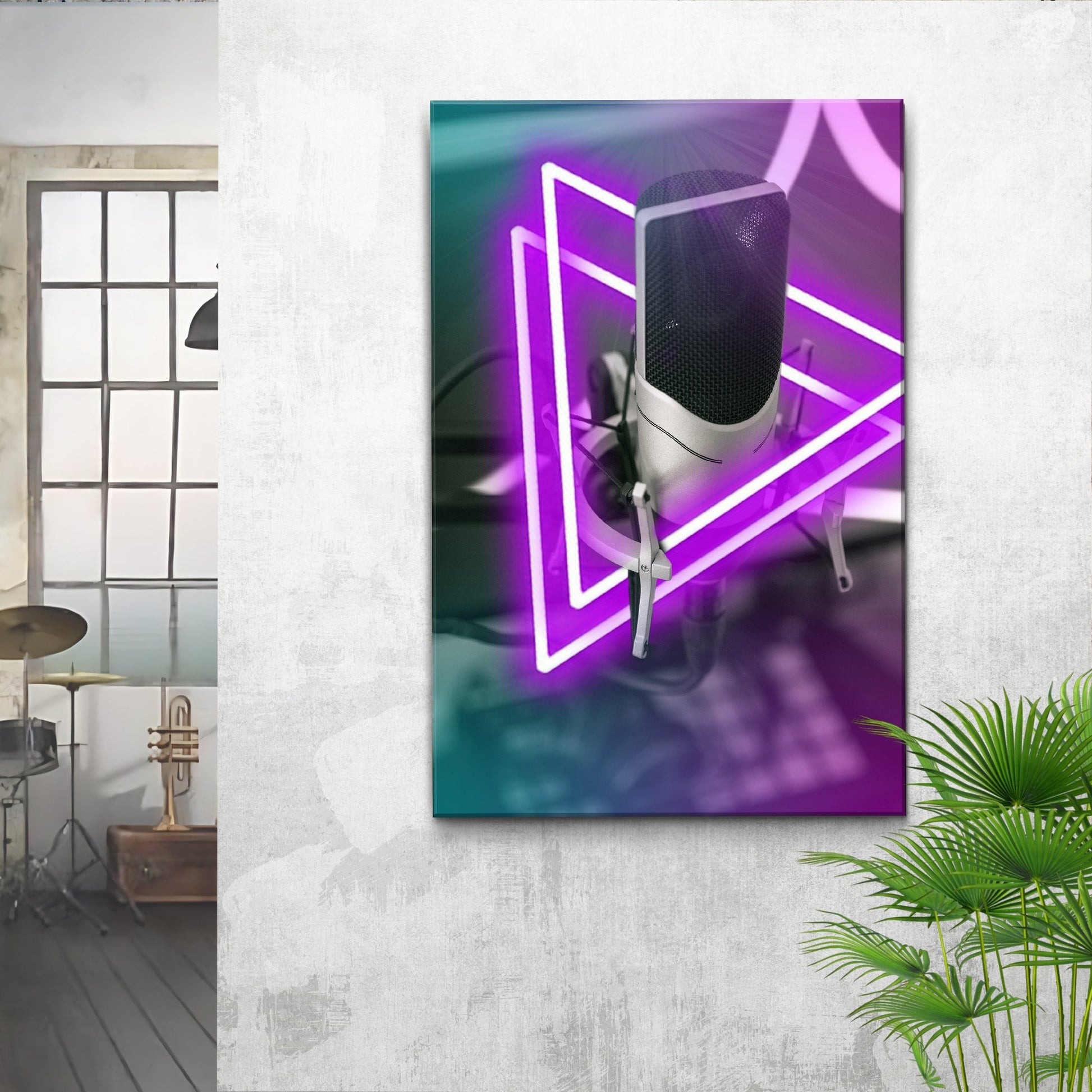 Music Equipment Microphone Modern Canvas Wall Art