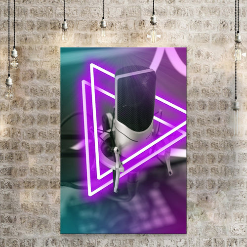 Music Equipment Microphone Modern Canvas Wall Art