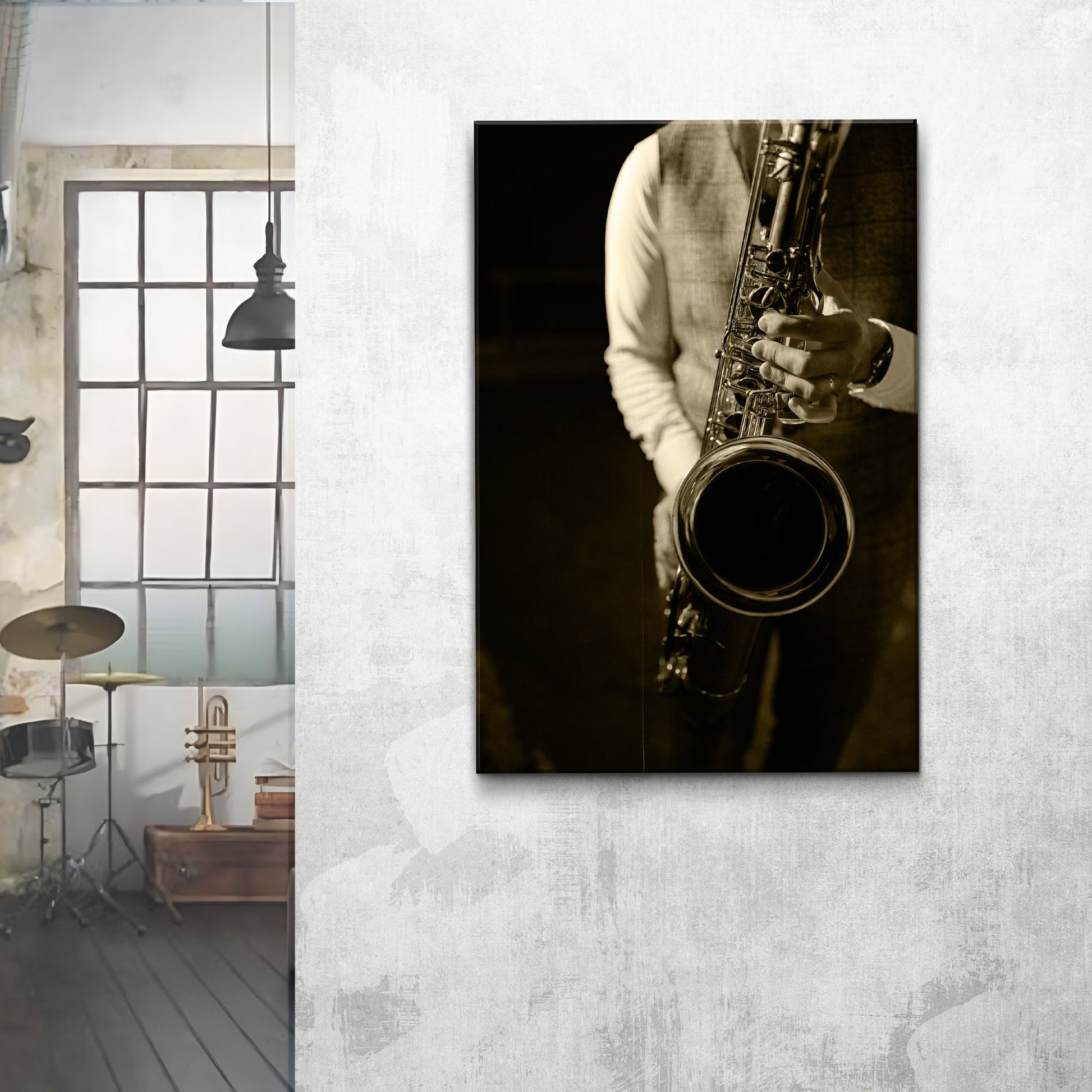 Music Genres Jazz Sepia Canvas Wall Art