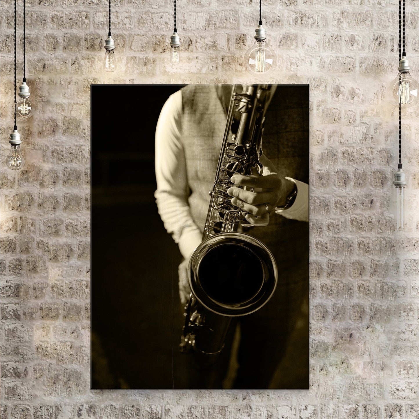 Music Genres Jazz Sepia Canvas Wall Art
