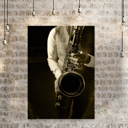 Music Genres Jazz Sepia Canvas Wall Art