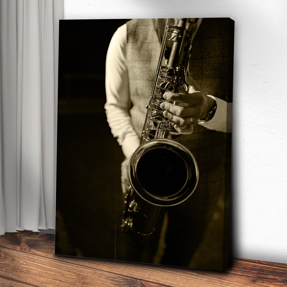 Music Genres Jazz Sepia Canvas Wall Art