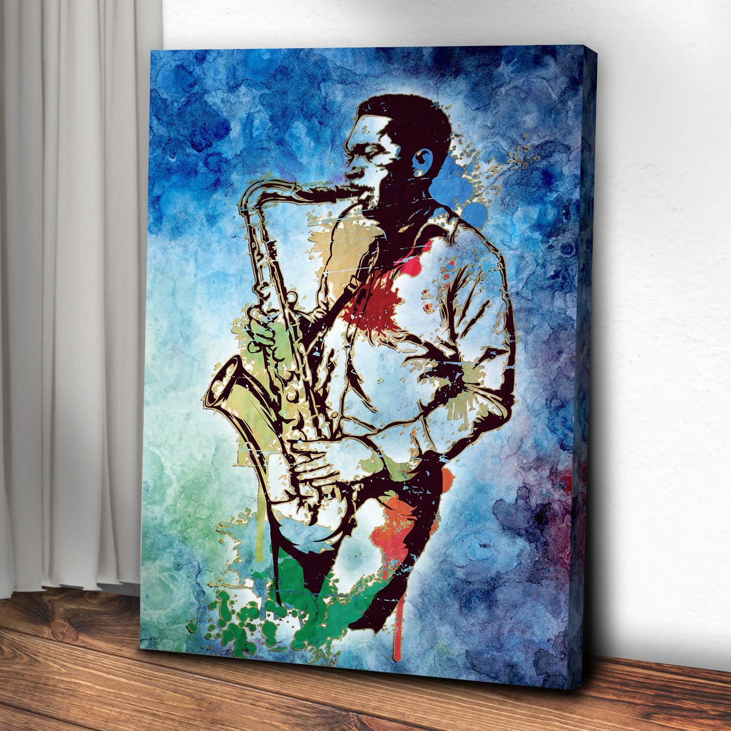 Music Genres Jazz Watercolor Canvas Wall Art