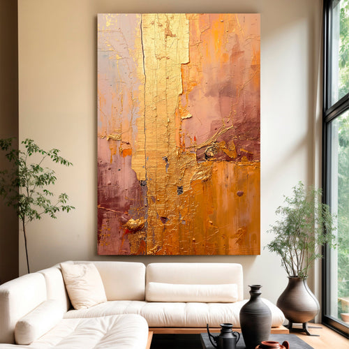 Golden Cascade Abstract Wall Art