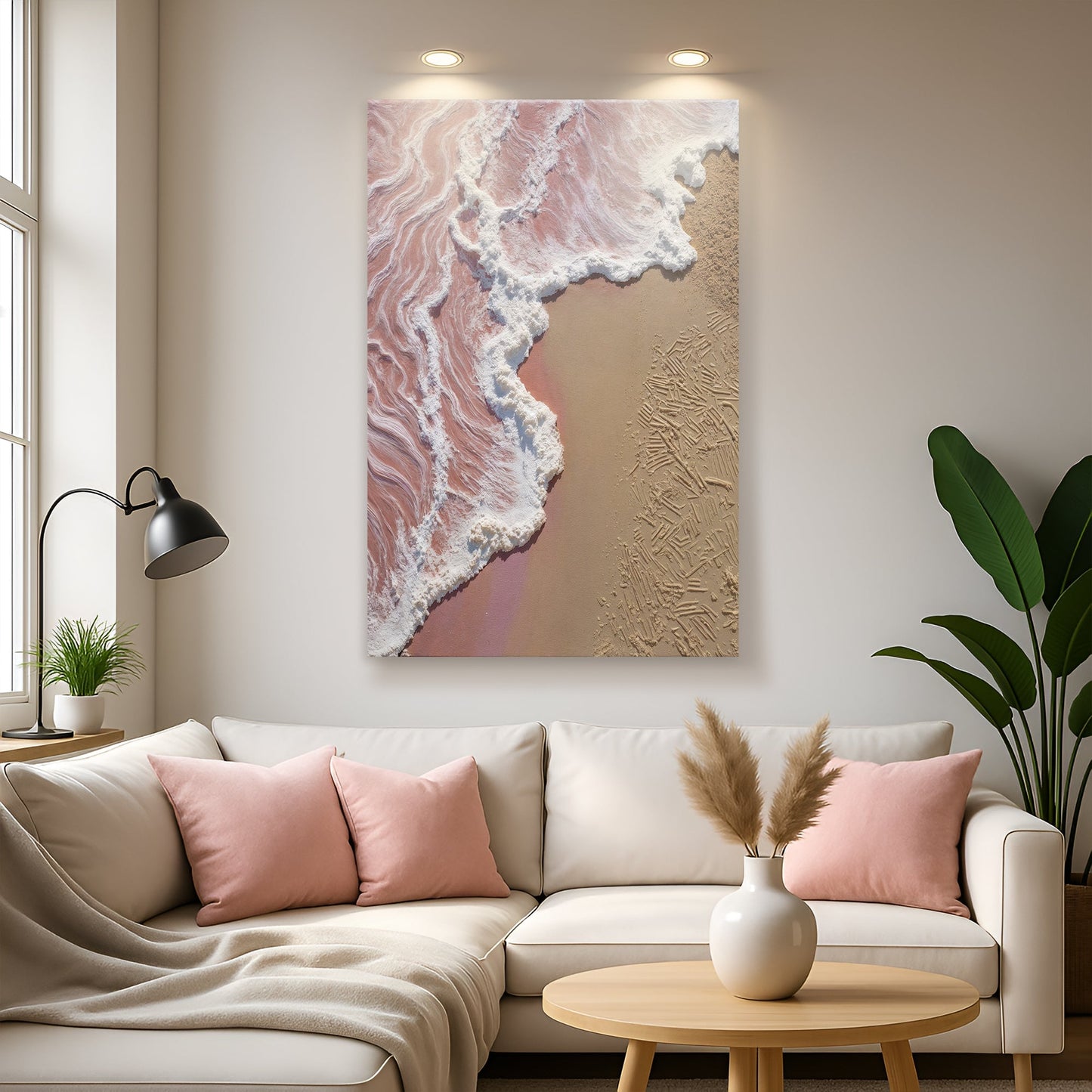 Pink Ocean Wave Abstract Textured Wall Art