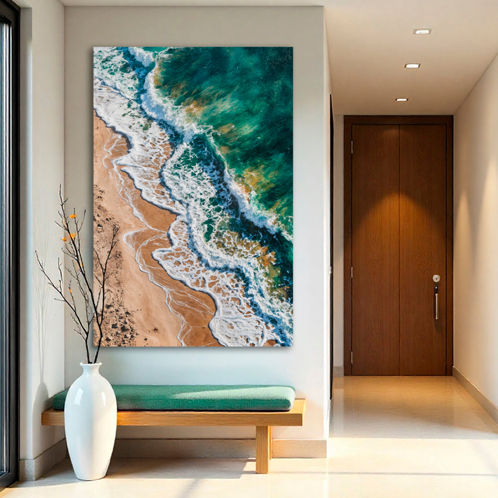 Green Waves Abstract Wall Art