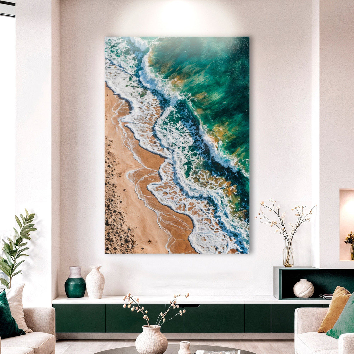 Green Waves Abstract Wall Art
