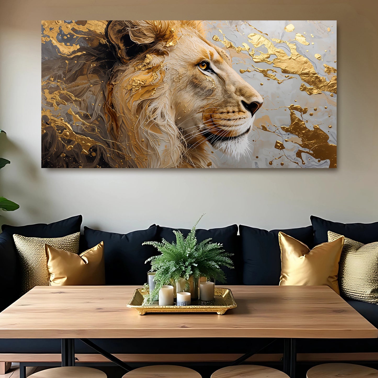 Golden-eyed Lion Abstract Wall Art