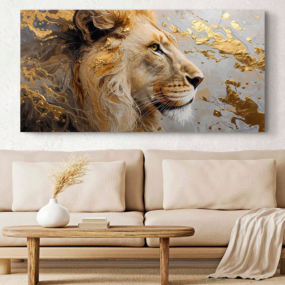 Golden-eyed Lion Abstract Wall Art