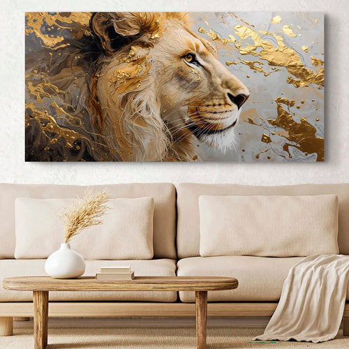 Golden-eyed Lion Abstract Wall Art