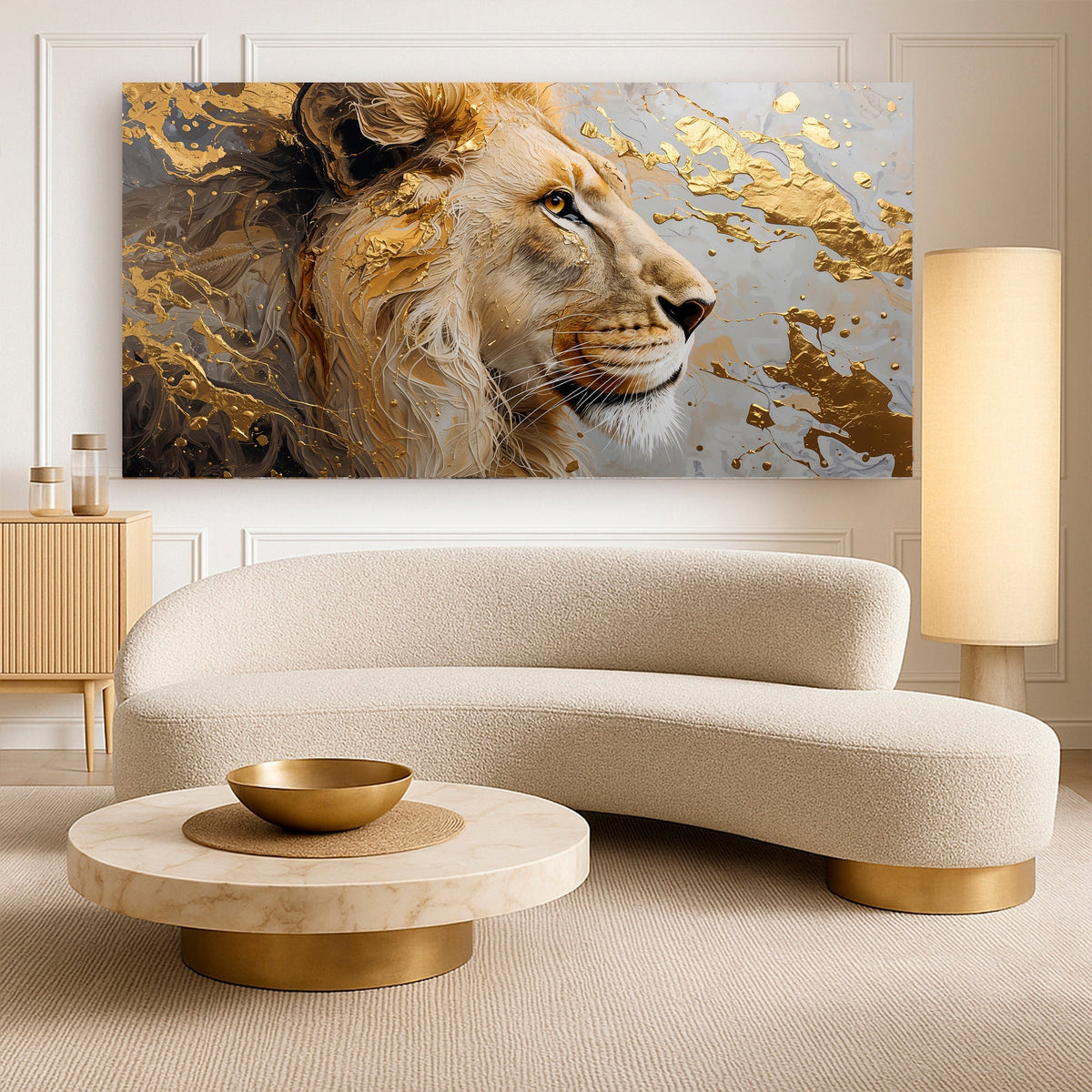 Golden-eyed Lion Abstract Wall Art